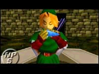 Link playing his Ocarina.